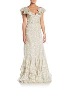 Valentino Ruffled Print Silk Gown - Lyst