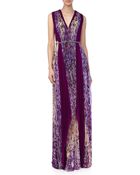 J. Mendel Floral-Print Plisse Silk Gown - Lyst