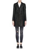 Sandro Mellow Leather Collar Leopard Print Coat - Lyst