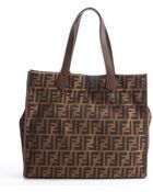 Fendi Tobacco Canvas Zucca Printed Tote - Lyst