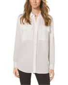 Michael Kors Pocket-Front Silk Blouse - Lyst
