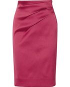 Oscar de la Renta Gathered Sateen Skirt - Lyst