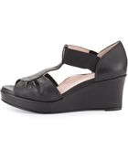Taryn Rose Sarin Bow T-Strap Wedge Sandal - Lyst