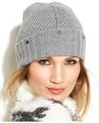 Vince Camuto Studded Chevron Rib Cuff Beanie - Lyst