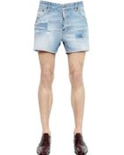 DSquared2 Patched & Washed Cotton Denim Shorts - Lyst
