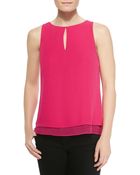 Diane von Furstenberg Raica Sleeveless Layered Top W/ Keyhole - Lyst