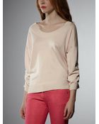 Patrizia Pepe Three Quarter Sleeve Silk Mix Top - Lyst