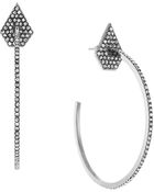Vince Camuto Rhodium Plated Crystal Pave Hoop Earrings - Lyst