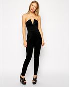 Asos Scuba Bandeau Jumpsuit With Peg Leg - Lyst
