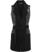 Donna Karan New York Leather-Paneled Cashmere Gilet - Lyst