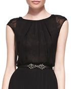 Oscar de la Renta Floral Crystal Satin Belt - Lyst