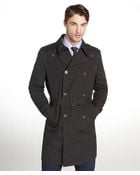 Tommy Hilfiger Black Double Breasted Belted Trench Coat - Lyst