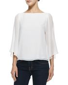 Alice + Olivia Josie Bell-Sleeve Silk Top - Lyst