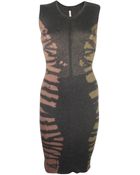 Raquel Allegra Grey Sheer Combo Sleeveless Cocktail Dress - Lyst