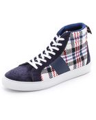 MSGM Check High Top Sneakers - Lyst