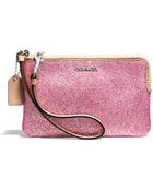 Coach Bleecker L-Zip Small Wristlet In Metallic Crackle Canvas - Lyst