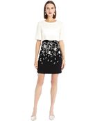 Oscar de la Renta Wool Crepe Embroidered Trompe L'Oeil Dress - Lyst