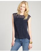 Rebecca Taylor Crocodile Jacquard Silk Cap Sleeve Blouse - Lyst