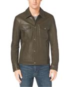 Michael Kors Button-Front Leather Jacket - Lyst