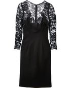 Ermanno Scervino Lace Insert Fitted Dress - Lyst