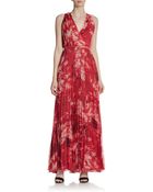 Halston Heritage Floralprint Pleated Maxi Dress - Lyst