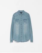 Zara Denim Shirt with Front Yoke - Lyst
