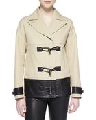 Jason Wu Cropped Toggle-front Leather-trim Coat - Lyst