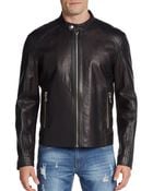 Versace Jeans Perforated Leather Moto Jacket - Lyst