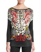 Versace Animal-Print Dropped-Shoulder Jersey Top - Lyst
