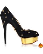 Charlotte Olympia Black Suede Spider Dolly Pumps - Lyst