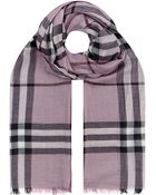 Burberry Shoes & Accessories Check Wool Silk Scarf - Lyst