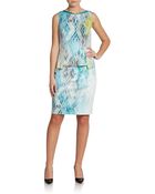 Elie Tahari Lydia Peplum Combo Dress - Lyst