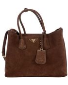 Prada Mahogany Suede 'City' Double Handbag - Lyst