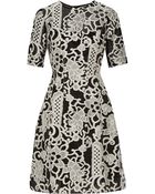 Lela Rose Embroidered Woven Dress - Lyst