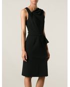Oscar de la Renta Asymmetric Neck Layered Dress - Lyst