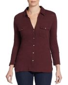 James Perse Button Front Cotton Top - Lyst