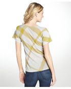 Burberry Dandelion And Grey Stretch V-Neck Linen And Cotton Short Sleeve Shirt - Lyst