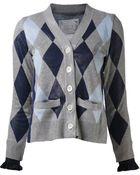 Sacai Argyle Cardigan - Lyst