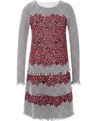 Oscar de la Renta Tiered Wool And Guipure Lace Dress - Lyst