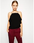 Asos High Neck Cami With Ruffle Detail - Lyst
