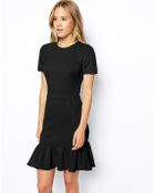 Asos Pencil Dress With Peplum Hem In Scuba - Lyst