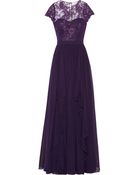 Badgley Mischka Tiered Silk-Chiffon Gown - Lyst