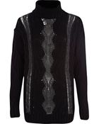 River Island Black Roll Neck Sweater - Lyst