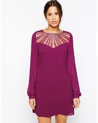 Lipsy Shift Dress With Diamante Yoke - Lyst