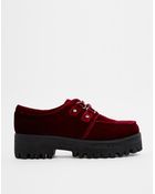 Asos Missionary Velvet Flat Shoes - Lyst
