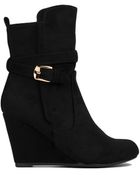 Akira Black Label Brenda Suede Wedge Booties - Lyst