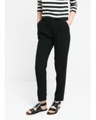 Mango Satin-Trim Crepe Trousers - Lyst