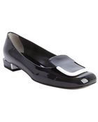 Fendi Black And White Patent Leather Buckle Flats - Lyst