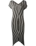 Issey Miyake Pleated Short Sleeve Dress - Lyst