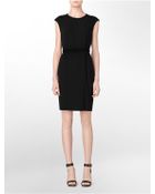 Calvin Klein White Label 2 Pocket Belted Sheath Dress - Lyst
